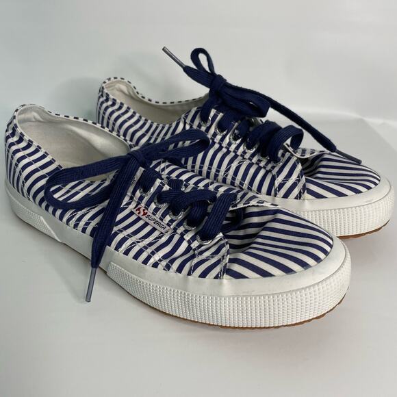Superga sneaker blue and white striped SZ 7 - Picture 1 of 8